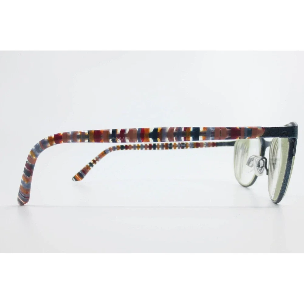 OWP Germany Mod 1421 300 135 Blue Multi Color Striped Eye Glass Frames 48-18-135